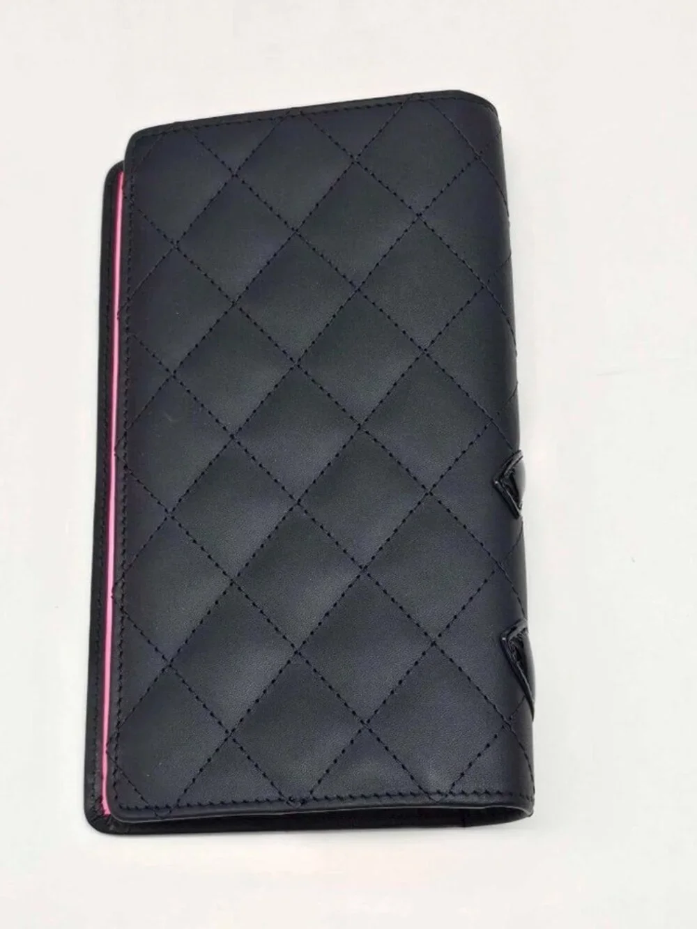 Authentic Chanel Cambon Ligne Black Quilted Leather Long Wallet